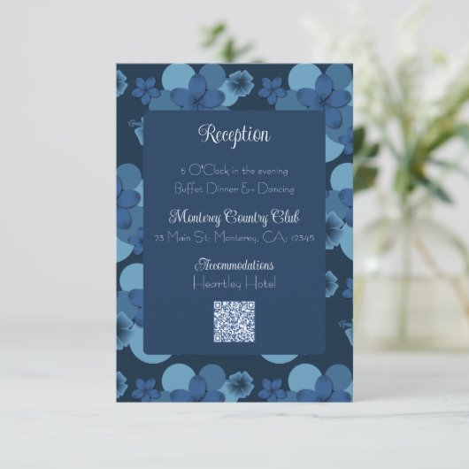 Marine Blauw Tropisch Thema Bruiloft Uitnodigen Be Informatiekaartje (Staand voorkant)