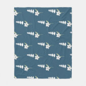 Marine Blauw Tropische Bloemen Botanische Lente Zo Fleece Deken (Voorkant)