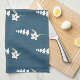 Marine Blauw Tropische Bloemen Botanische Lente Zo Theedoek