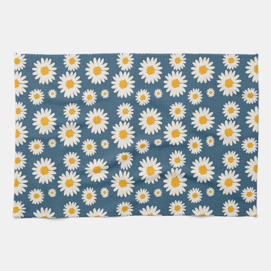 Marine Blauw Tropische Bloemen Botanische Lente Zo Theedoek (Horizontaal)