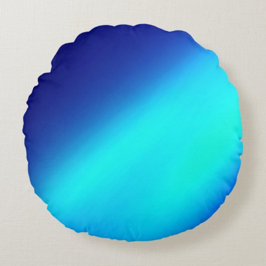 Marine blauw Turquoise ombre maanlicht Double Stri Rond Kussen (Voorkant)