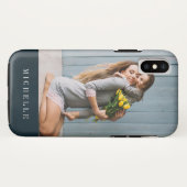 Marine Blauw | Verticaal foto monogram gepersonali Case-Mate iPhone Case (Achterkant (horizontaal))