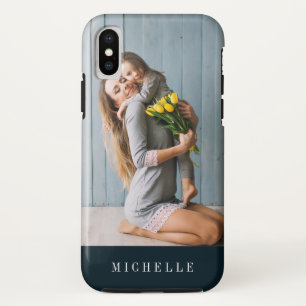 Marine Blauw Verticaal foto monogram gepersonali Case-Mate iPhone Case