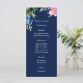 Marine Blauw Violet Bloemen Trouwmenu Menu (Staand voorkant)