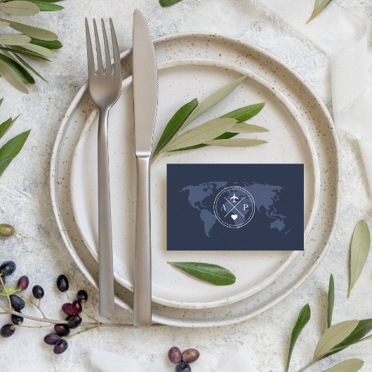 Marine Blauw Vliegtuig Hart Reizen Bestemming Brui Plaatskaartje