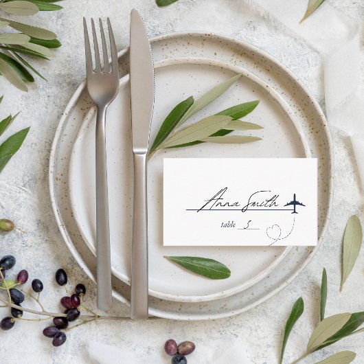 Marine Blauw Vliegtuig Hart Reizen Bestemming Brui Plaatskaartje