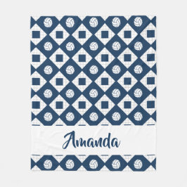 Marine Blauw Volleybal Argyle Patroon Fleece Deken