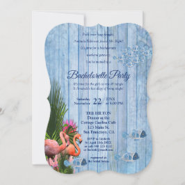 Marine - Blauw Water & Roze Flamingo's Bachelorett Kaart