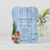 Marine - Blauw Water & Roze Flamingo's Bachelorett Kaart (Staand voorkant)
