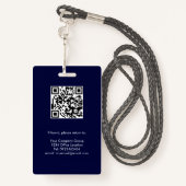 Marine blauw, werknemer foto ID w / QR code, bedri Badge (Achterkant met draagriem)