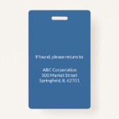 Marine Blauw | Werknemersfoto ID Bedrijfspasje Badge (Achterkant)