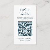 Marine Blauw | White Capture The Love QR-code Informatiekaartje (Voorkant)