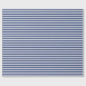 Marine Blauw | white stripe wrapping paper Cadeaupapier (Vlak)
