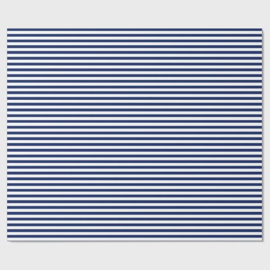 Marine Blauw | white stripe wrapping paper Cadeaupapier (Vlak)