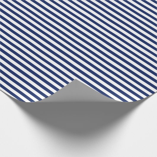 Marine Blauw | white stripe wrapping paper Cadeaupapier (Hoek)