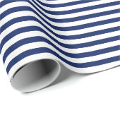 Marine Blauw | white stripe wrapping paper Cadeaupapier (Rol Hoek)
