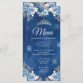 Marine Blauw Winter Sneeuwvlok Mis Quince Menu (Voorkant / Achterkant)