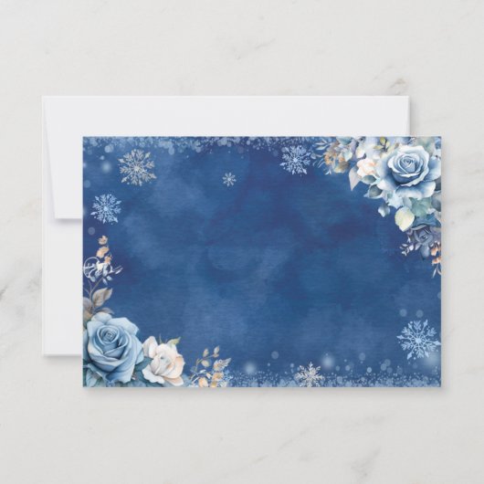 Marine Blauw Winter Sneeuwvlok Quinceanera QR Code RSVP Kaartje (Achterkant)