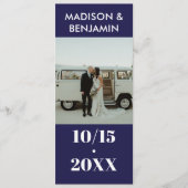 Marine Blauw Wit 1 Foto Bold Minimalist Wedding Programmakaart (Voorkant)