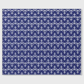 Marine Blauw Wit Ankers 2DIR Patroon Cadeaupapier (Vlak)