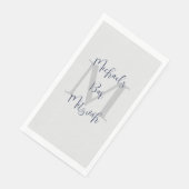 Marine Blauw Wit Bar Mitzvah Naam Monogram Servet (Hoek)