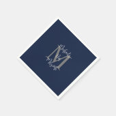 Marine Blauw Wit Bar Mitzvah Naam Monogram Servet (Hoek)