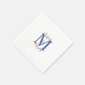 Marine Blauw Wit Bar Mitzvah Naam Monogram Servet (Hoek)