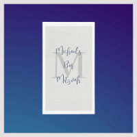 Marine Blauw Wit Bar Mitzvah Naam Monogram