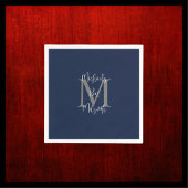 Marine Blauw Wit Bar Mitzvah Naam Monogram Servet