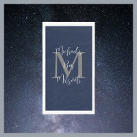 Marine Blauw Wit Bar Mitzvah Naam Monogram