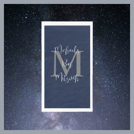 Marine Blauw Wit Bar Mitzvah Naam Monogram Servet