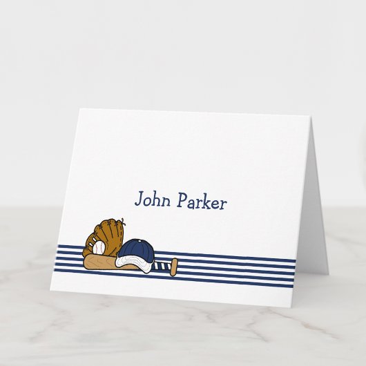 Marine Blauw Wit Baseball Custom Bedankt Opmerking Notitiekaartje