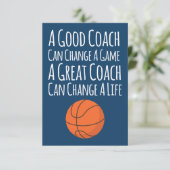 Marine Blauw Wit Basketbal Coach Bedankkaart (Staand voorkant)