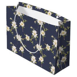 Marine Blauw Wit Bloemen Groot Cadeauzakje