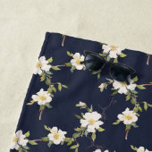 Marine Blauw Wit Bloemen Strandlaken (In situ)