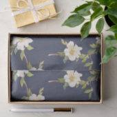 Marine Blauw Wit Bloemen Tissuepapier (Geschenk)