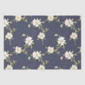 Marine Blauw Wit Bloemen Tissuepapier (Voorkant)