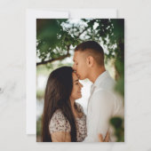 Marine Blauw Wit Bloemenboog Foto Bruiloft Kaart (Achterkant)