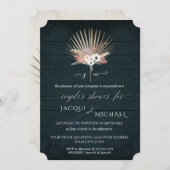 Marine Blauw Wit BOHO Tropische Bloemen Paar Douch Kaart (Voorkant / Achterkant)