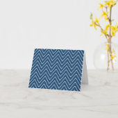 Marine Blauw Wit Chevron Patroon 2A Kaart (Gele Bloem)