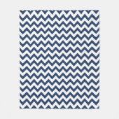 Marine Blauw Wit Chevron Patroon Fleece Deken (Voorkant)