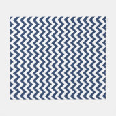 Marine Blauw Wit Chevron Patroon Fleece Deken (Voorkant (Horizontaal))