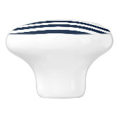 Marine Blauw & Wit Chic Stripes Gestreept Dressoir Keramische Knop (Zijkant)