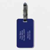 Marine Blauw Wit Cirkel Monogram DIY BG Bagagelabel (Achterkant verticaal)