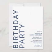 Marine Blauw & Wit | Cool Modern Any Age Verjaarda Kaart (Voorkant)