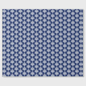 Marine Blauw | Wit Damast inpakpapier (Vlak)