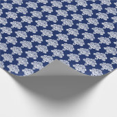 Marine Blauw | Wit Damast inpakpapier (Hoek)