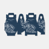 Marine Blauw Wit Elegant Bloemen Bruiloft Favor Bo Bedankdoosjes (Uitgevouwen)