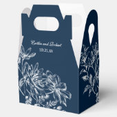 Marine Blauw Wit Elegant Bloemen Bruiloft Favor Bo Bedankdoosjes (Geopend)