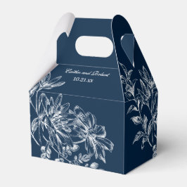 Marine Blauw Wit Elegant Bloemen Bruiloft Favor Bo Bedankdoosjes